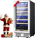 BODEGA 15 Inch Dual Zone Wine Fridge, 30 Bottle, Black 15' Wine Cooler Under Counter For Home and Kitchen, With Double-Layer Glass Door, Wine Refrigerators Free standing with Temperature Control.