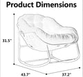 37' Papasan Rocking Chair with Cushion and Steel Frame, Oversized Outdoor Egg Rocking Chair, Rattan Circle Chairs for Grand Patio and Garden (White)