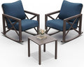 UDPATIO Rocking Chair Outdoor Set 2 with Coffee Table, 3 Piece Metal Rocking Bistro Set with 6.5' Water-Resistant Cushions, Oversized, 350lbs Heavy-Duty, for Porch, Patio, Balcony, Navy