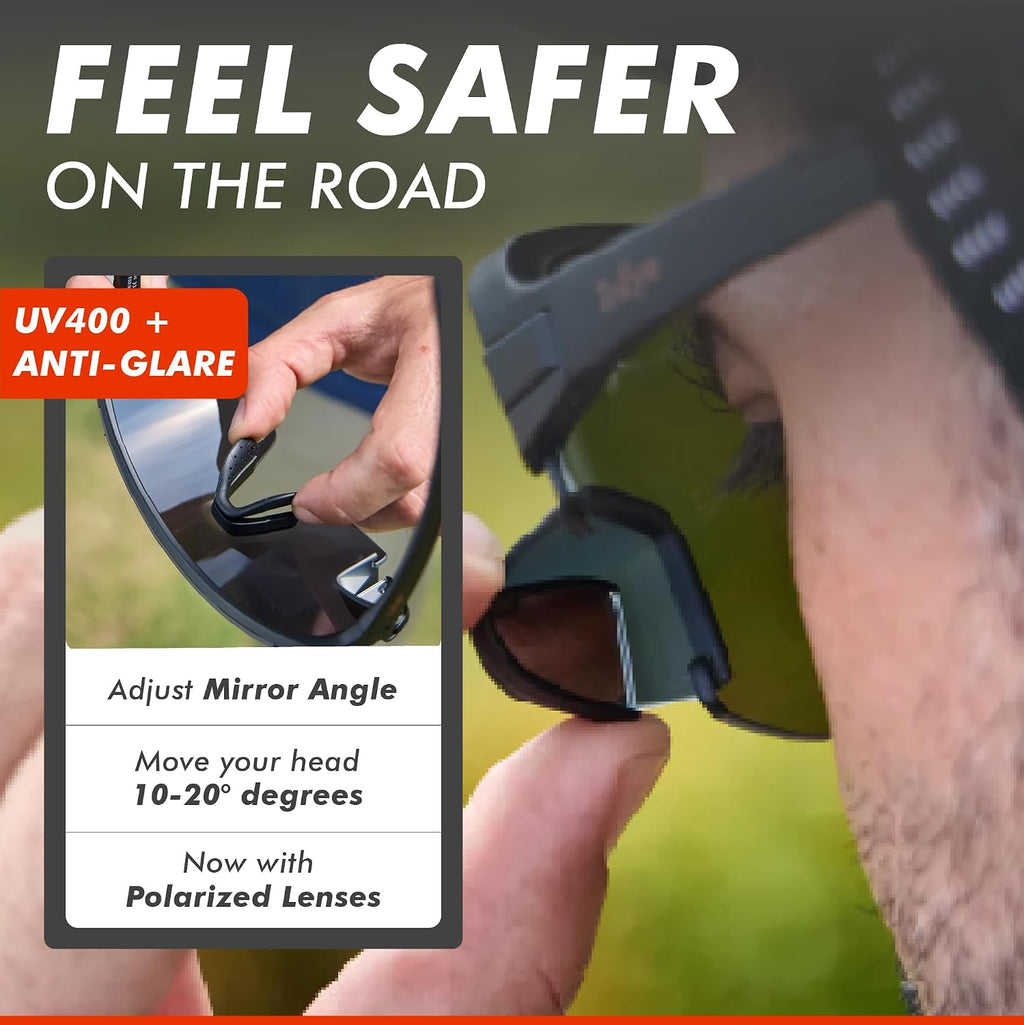 TriEye Cycling Glasses with Rear-view Mirror - Sports Sunglasses for Men & Women - UV-400 Protection