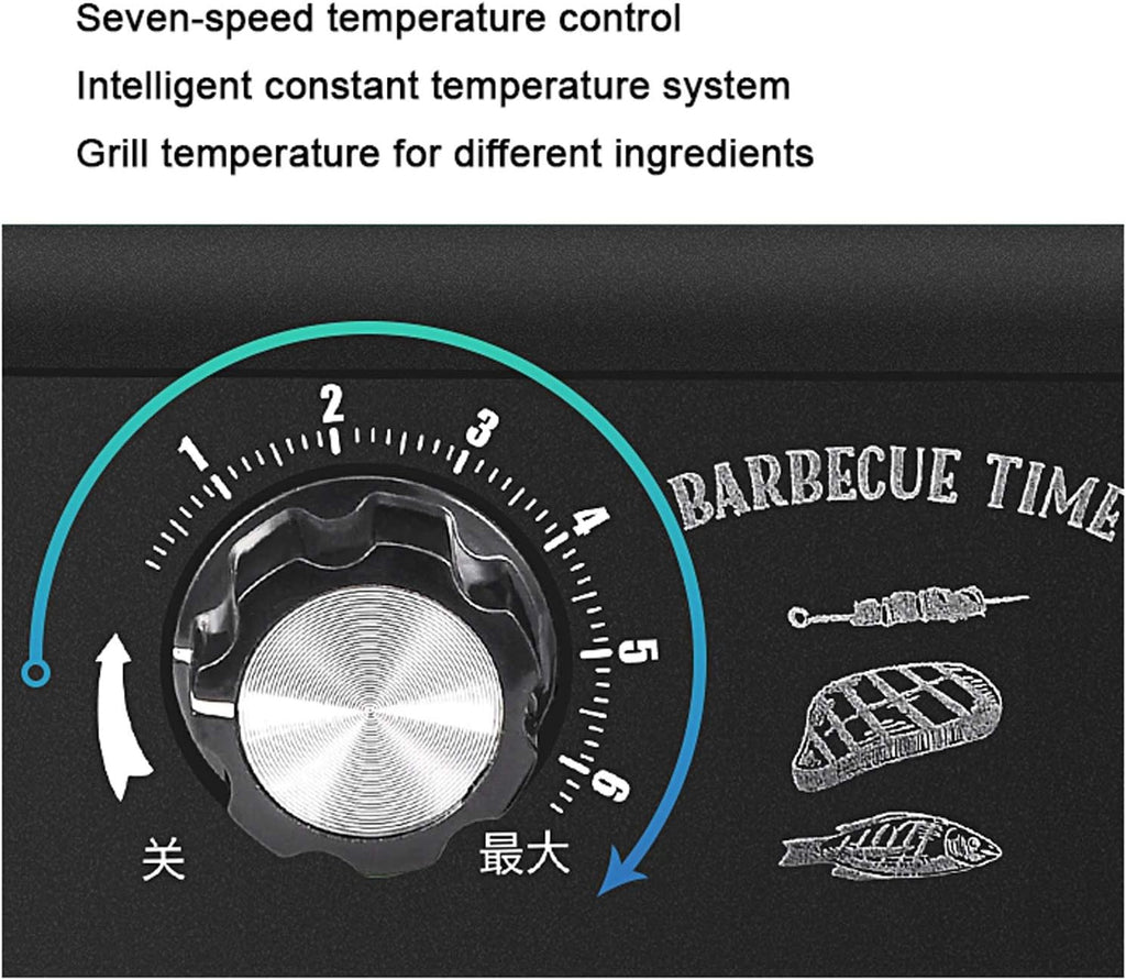 Grill for Outdoor Indoor Outdoor Electric Carbon Barbecue Grill Electric BBQ Smokeless Grill with Legs 1800W Adjustable Thermostat Removable Washable Plates, 18.5' X 9.8', Green Barbecue Grill
