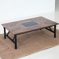 Folding Korean BBQ Table with Induction Cooktop – Herringbone Top – 47.2' x 29.5' x 12.6' – 220V, Touch Control, 1800W, 8 Heat Levels, DIY Assembly Table for Indoor Cooking