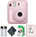 Fujifilm Instax Mini 12 Instant Camera Blossom Pink Bundle with Fuji Instax Mini Film Value Pack (20 Sheets) + Photo Album + Microfiber Cleaning Cloth