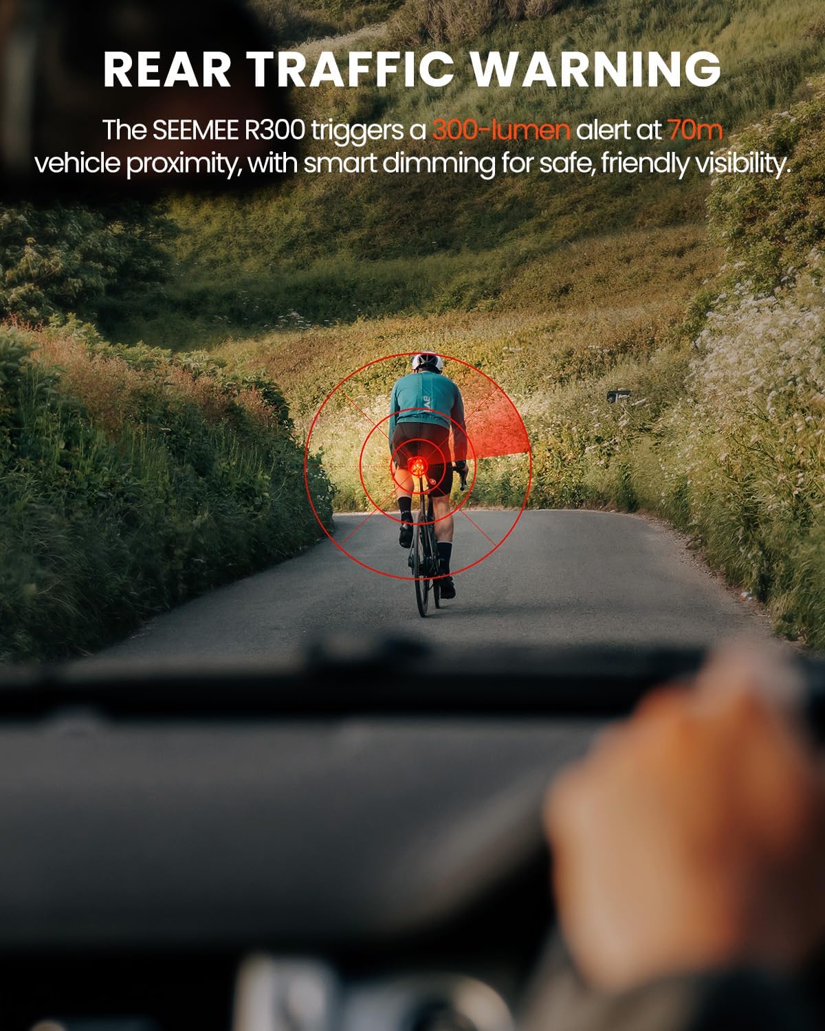 MagicShine SEEMEE R300 Bike Radar Tail Light with Smart Rearview Detection,270°Wide Angle Boosts Rider Awareness & Visibility Battery Life 100H,IPX6 Waterproof,ANT+ Compatible with Garmin/Wahoo