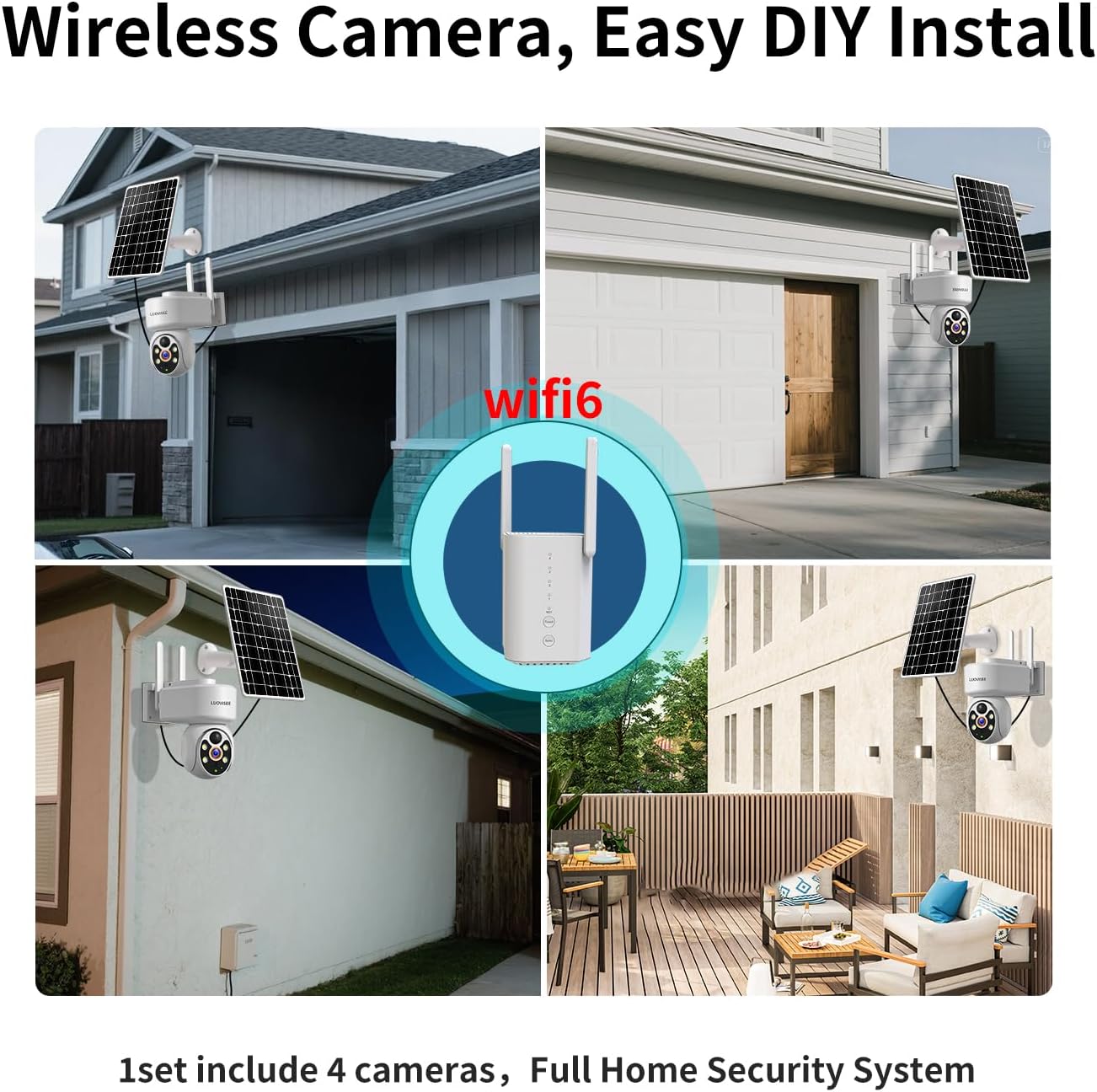 ESCANU Wireless Home Security Cameras System,Solar Power PTZ Outdoor Cameras,Motion Detection,Night Vision,Water-Proof,2-Way Audio,No Subscription Fee,Cloud/SD Card Storage
