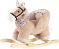 Rock My Baby Rocking Horse, Baby Animal Rocking Horse with Seat, Ride on Horse, Plush Rocking Horse with Realistic Sound, Wooden Rocking Horses Ages 1-3 (Caramel Color Horse), CPC Certified
