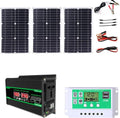 4000W Solar Inverter Kit 12V to 110V/220V with 75W Foldable Solar Panel & 50A Controller - Portable Solar Generator for Home & Car Use (Black, 12V to 110V)