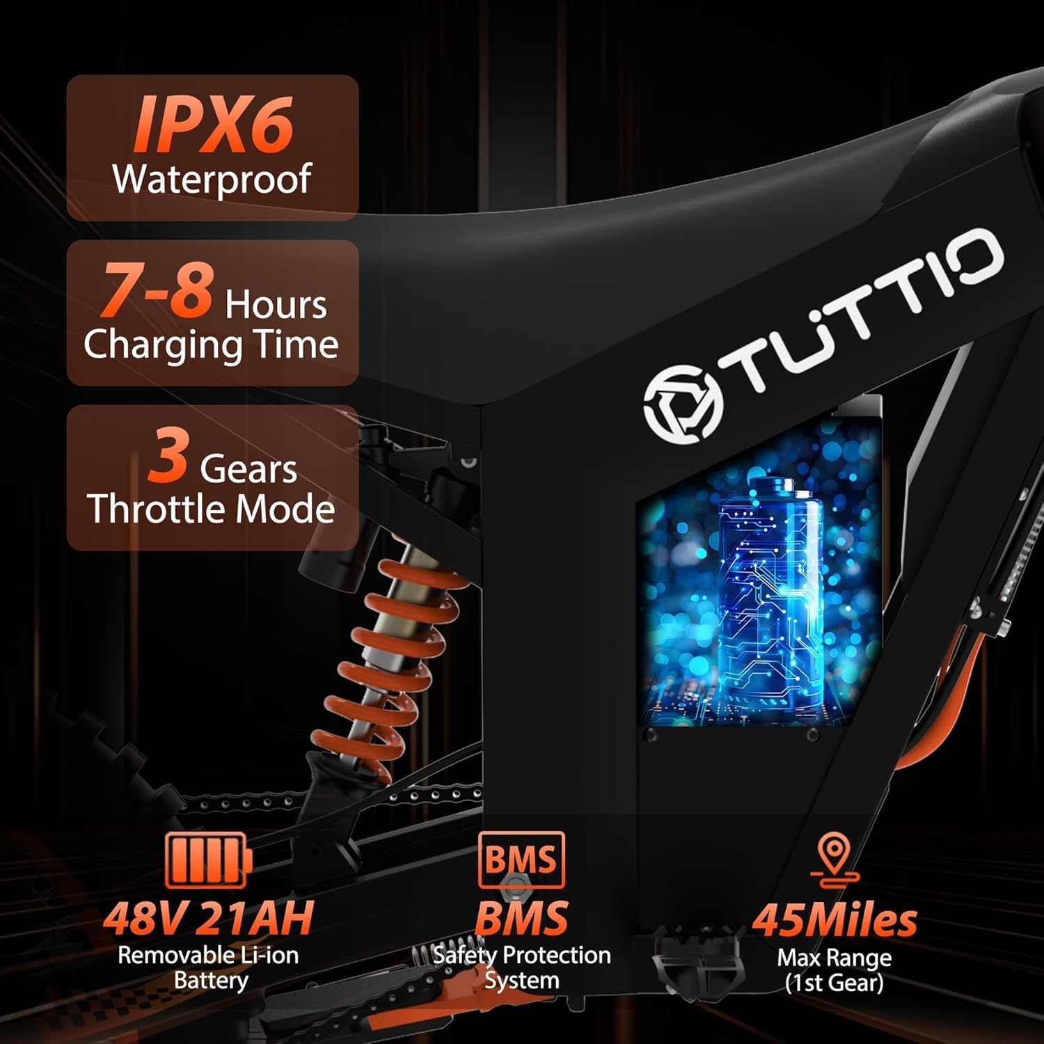 Tuttio Soleil01 Electric-Dirt-Bike for Teens Adults, 14'/12' Fat Tire Peak 3000W Electric-Motorcycle with 48V 21AH Battery Ebike 37MPH Hydraulic Brakes Mountain Off-Road EBike