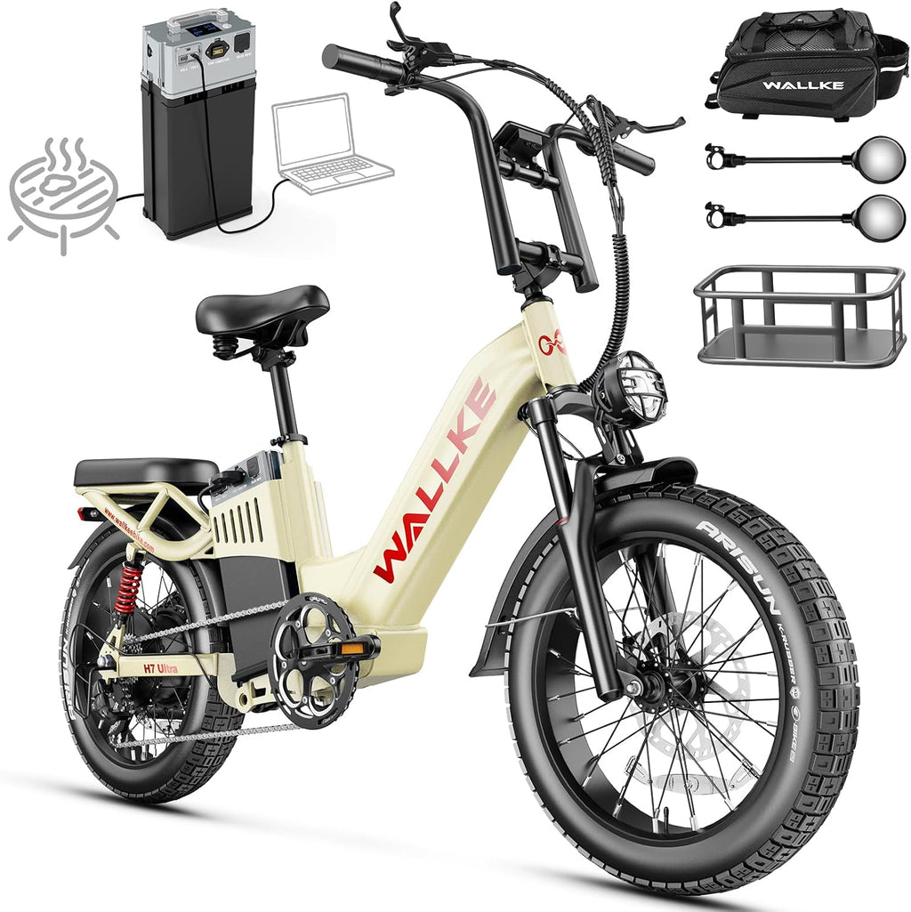 Wallke H7 Ultra 4000W 2-in-1 Electric Bike with 2640Wh Portable Power Station, 48V 55Ah Removable Battery, 37MPH Off-Road Fat Tire E-Bike for Adults, Fast E-Bike UL2849 Compliant