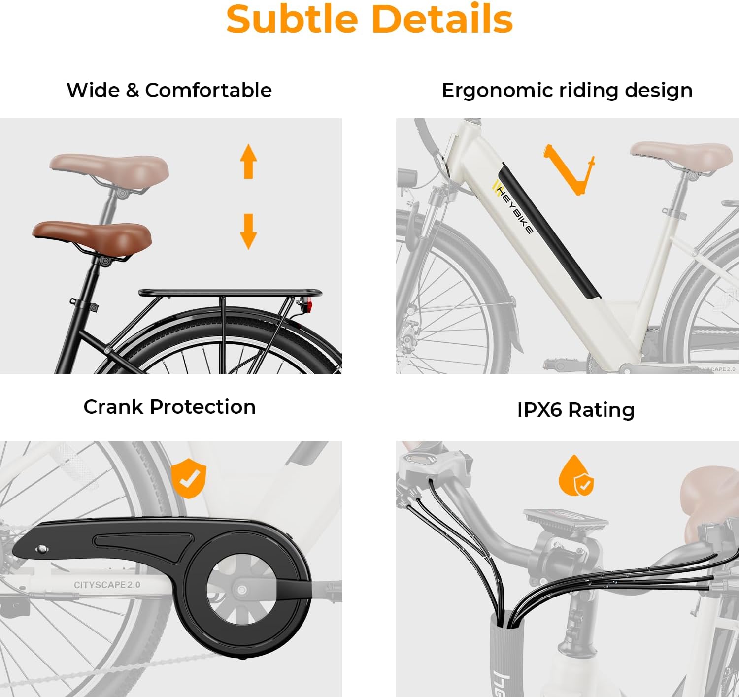 Heybike Cityscape 2.0 Electric Bike for Adults with Peak 1200W Motor, 468Wh Removable Battery, 50Miles 26' Electric Commuter Bike, 7-Speed,UL Certified
