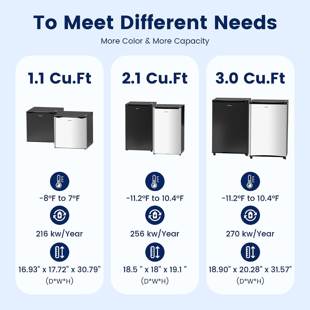 BANGSON 2.1 Cu.ft Upright Freezer, Compact Mini Freezer with Reversible Black Door, Adjustable Thermostat, Removable Shelves, Small Freezer for Dorm/Office/Apartment, Black