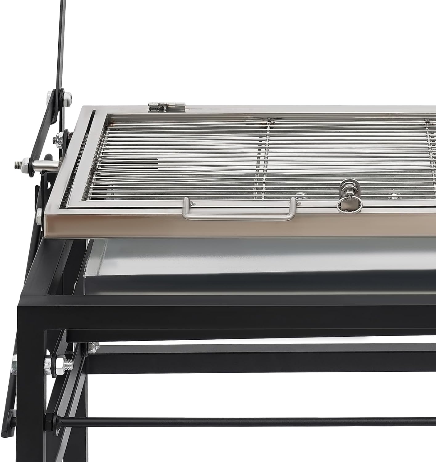 360° Rotating Charcoal Grill with Removable Legs - Portable BBQ Grill for Outdoor Camping, Backyard & Tailgating, Adjustable Height, 2 Lockable Wheels & Side Tray, Easy to Clean & Assemble