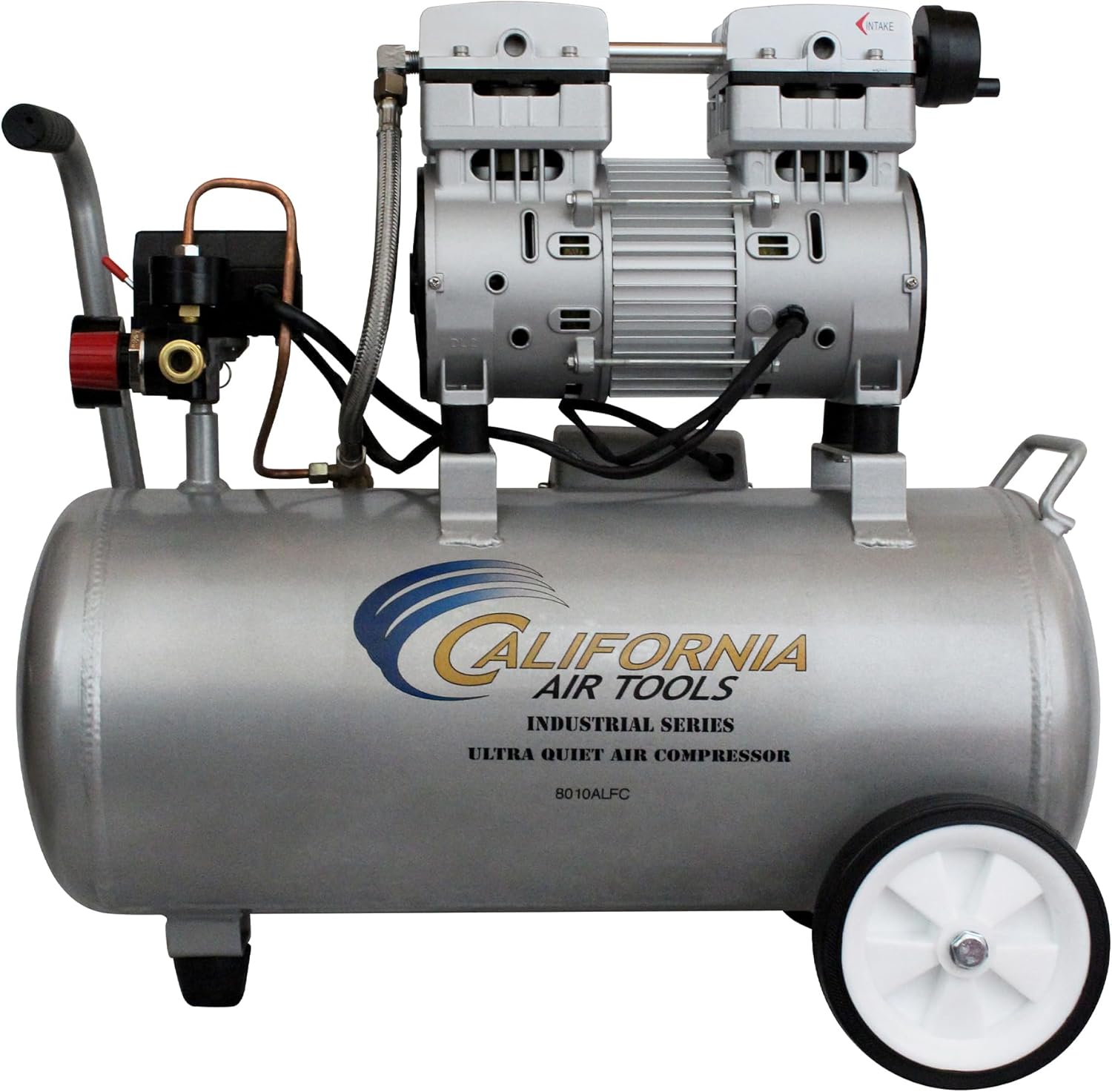 California Air Tools 8010ALFC 1.0 HP Ultra Quiet and Oil-Free Air Compressor, 8 Gallon Aluminum Tank, Lightweight with Wheels, 60 dBA Noise Level, Industrial Series