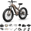 PUCKIPUPPY Electric Bike for Adults 28 MPH, 750W | 1350W Peak, Torque Sensor, 80 Miles Range, 26'x4' Fat Tire Electric Dirt Bike, Full Suspension Electric Mountain Bike, 8 Speed Ebike Labrador Pro