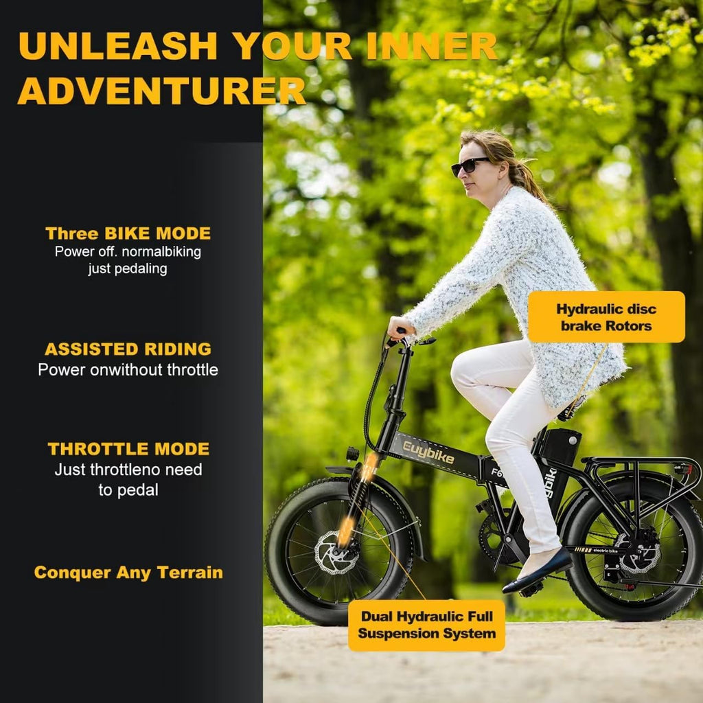 Auloor Folding Electric Bike for Adults,1000W Motor(1000W Peak),30MPH, 80Mile,48V 20AH Battery,20' Fat Tire Foldable Electric Bicycle,Commuter Beach Snow E-Bikes,7-Speed