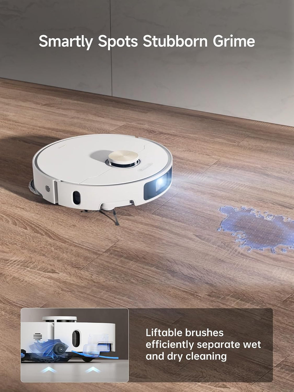 DREAME X40 Ultra Robotic Vacuum with Removable & Liftable Mop, 12,000Pa Suction, 158°F Mop & Washboard Self Cleaning, Auto-Empty, Auto Refill, liftable Brushes White (Renewed)