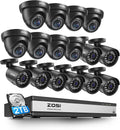 ZOSI 1080p 16 Channel Surveillance Security Camera System with AI Human Vehicle Detect, 16 x 2MP Weatherproof Bullet Dome Camera Outdoor Indoor, H.265+ CCTV DVR, Night Vision, Remote Access, 2TB HDD