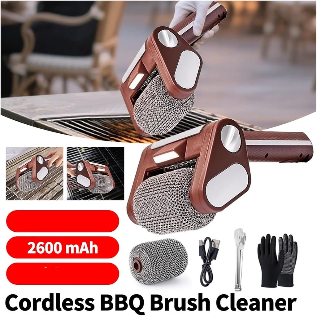 Fit for Electric Stainless Steel Roller Grill Cleaner Brush with Brush Heads and Lights for BBQ Cleaning(Set B)