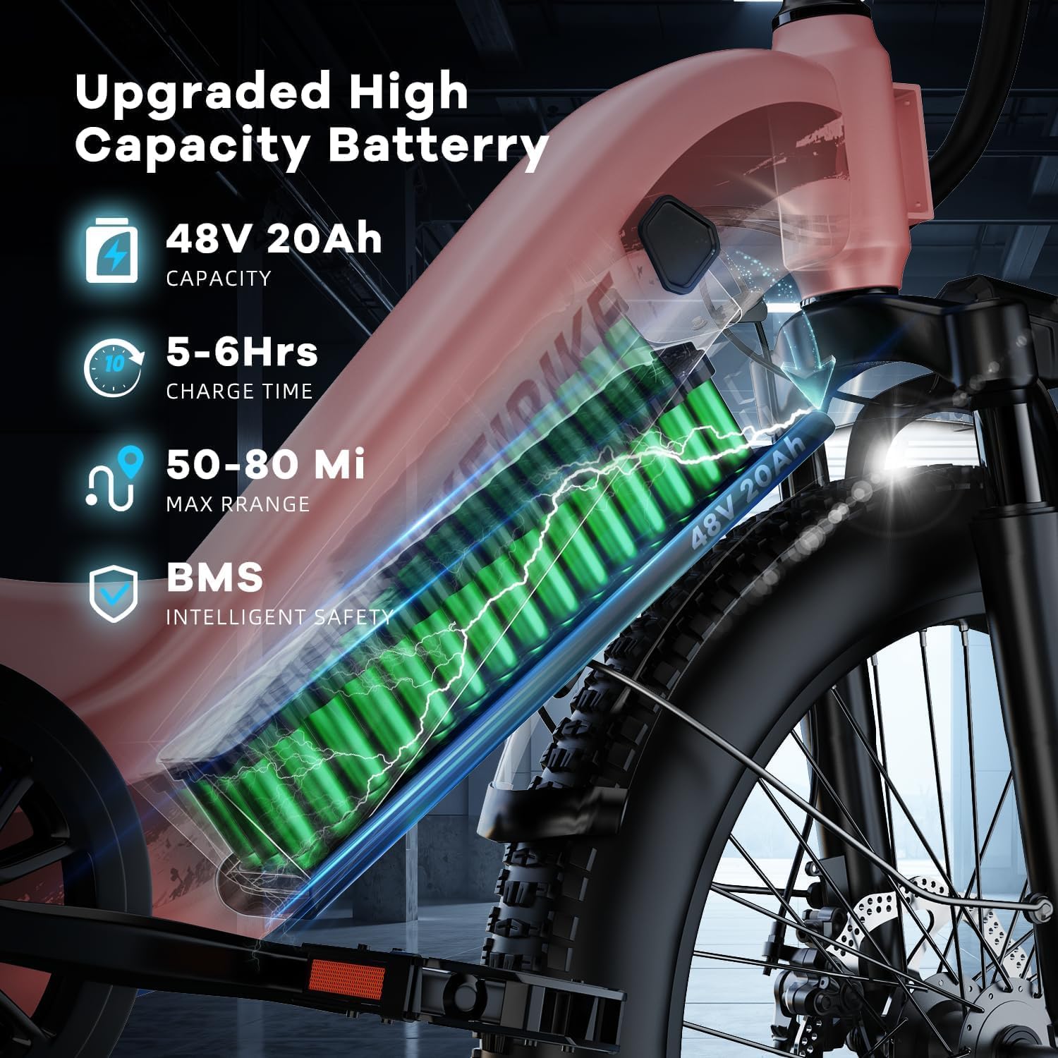 1500W Motor Electric Bike for Adults & Teenager, 48V 20AH Removable Battery Ebike, 24inch Fat Tire Electric Bicycle, Step-Thru E Bike for Commuting & Mountain, Front Suspension