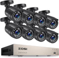 ZOSI 3K Lite 8CH Home Security Camera System Outdoor Indoor, 5MP Lite 8 Channel CCTV DVR, 8pcs 1080P 1920TVL Bullet Cameras (No HDD)