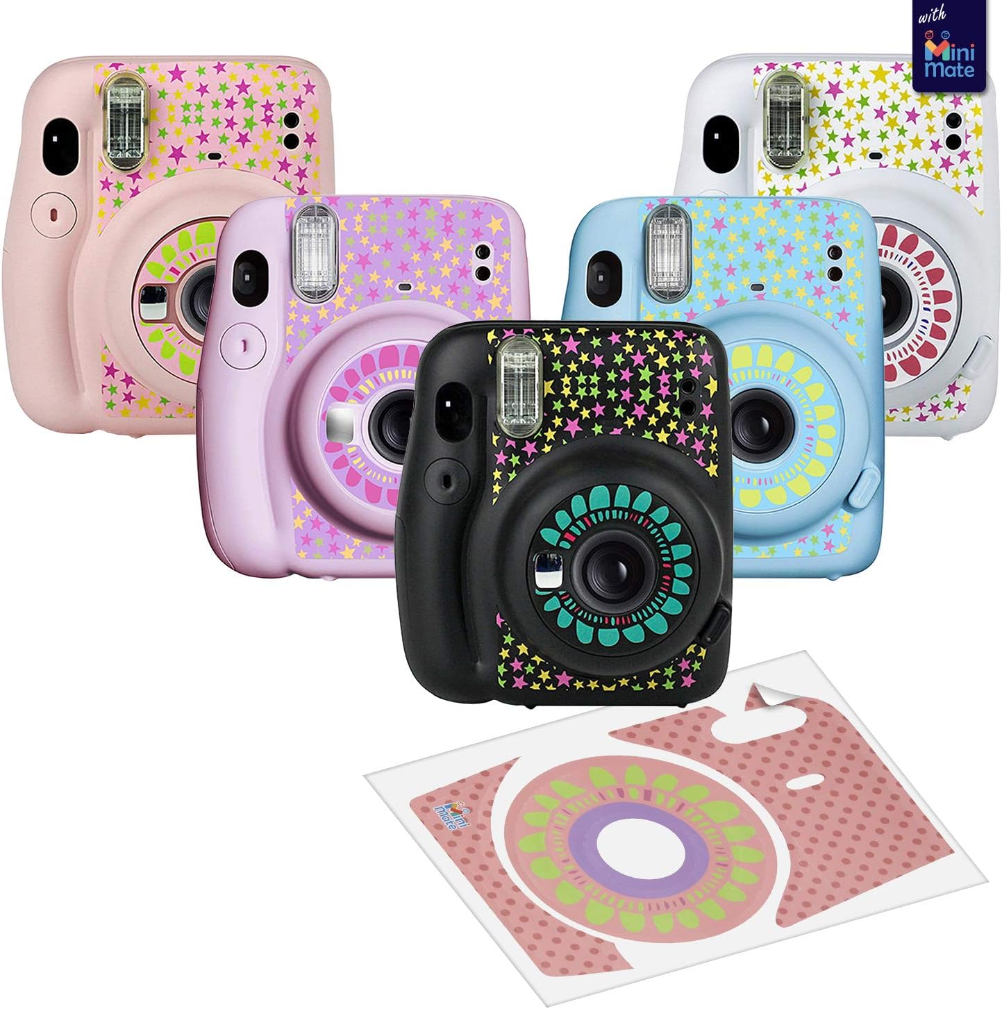 Fujifilm Instax Mini 11 Instant Camera Ice White + MiniMate Accessories Bundle + Fuji Instax Film Value Pack (40 Sheets) Accessories Bundle, Color Filters, Album, Frames