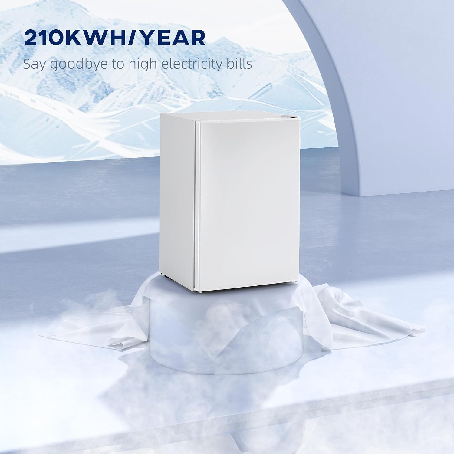 HOMCOM 2.5 Cu.Ft Mini Fridge with Freezer, Single Door Small Refrigerator with Adjustable Thermostat Energy-efficient Low Noise, Mini Refrigerator for Bedroom, Dorm, Office, White