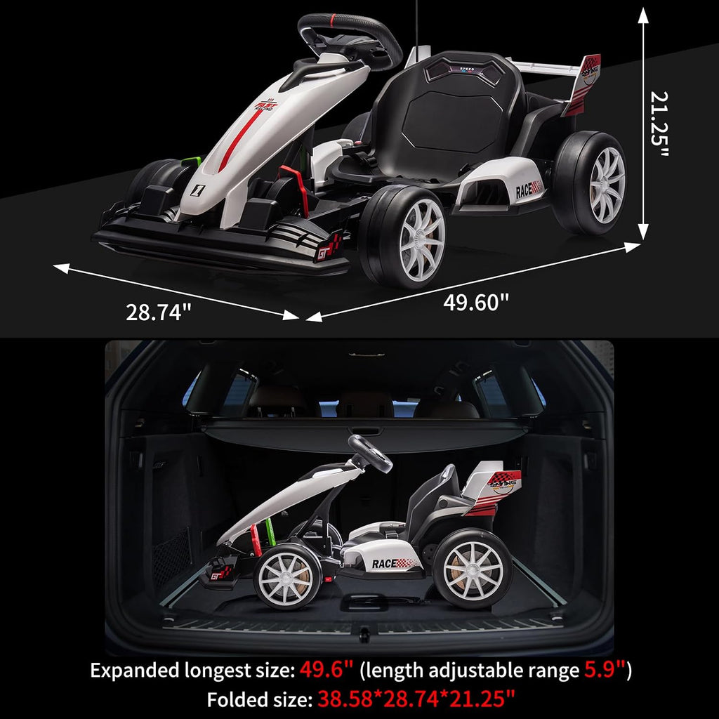 24V Electric Ride Car, Drift Kart for Kids with Adjustable Seat & 8.5MPH Speed, EVA Silent Wheels, Parent-Safety Certified Ride-on Toy