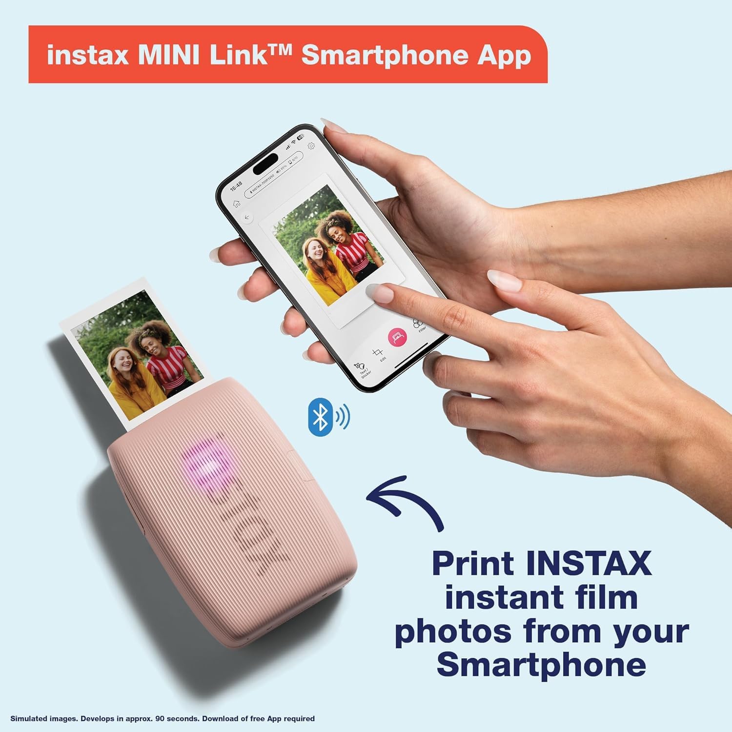 Fujifilm Instax Mini Link 3 Smartphone Printer Clay White + Fuji Film Value Pack (20 Sheets)+ Shutter Accessories Bundle, Incl. Protective Case, 20 Sticker Frames, USB Type C Cable