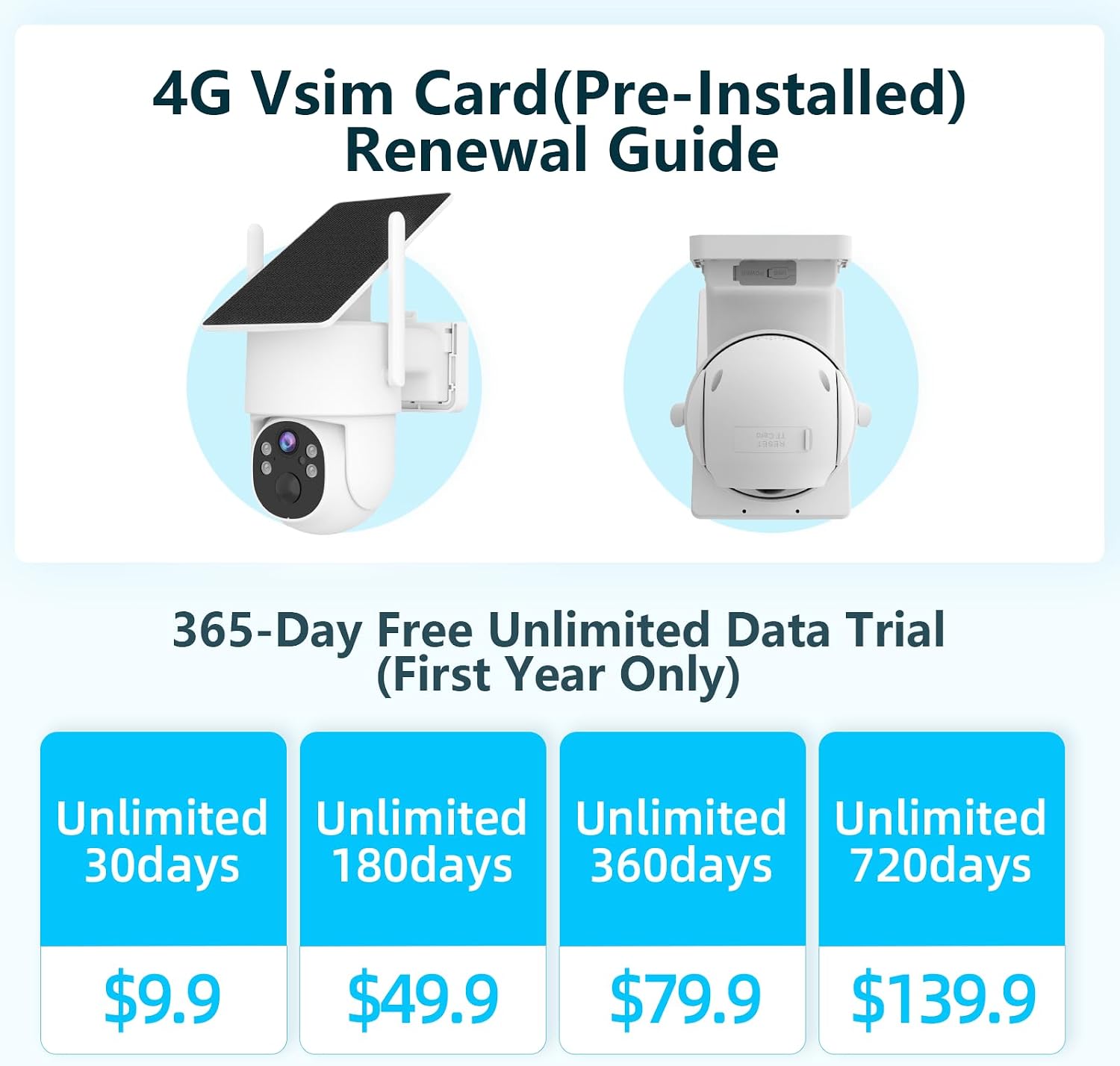 4G LTE Cellular Security Camera Outdoor System, 365 Days Unlimited Data,Wireless Solar Security Camera，Remote Monitoring, Motion Sensor, Human Tracking, 360°Viewing,2K Color Night Vision