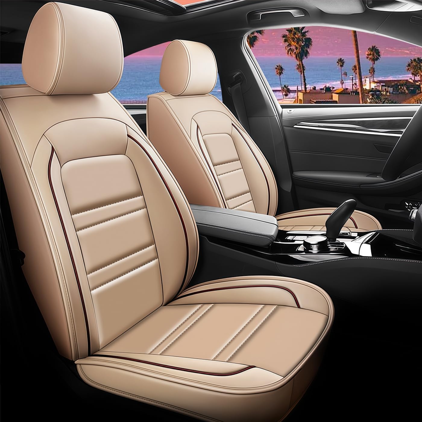 Seat Cover for Audi A3 2006-2025 | Car Seat Covers Front Seats, Waterproof Seat Protectors, Automotive Front Seat Covers (Front Seat, Beige)