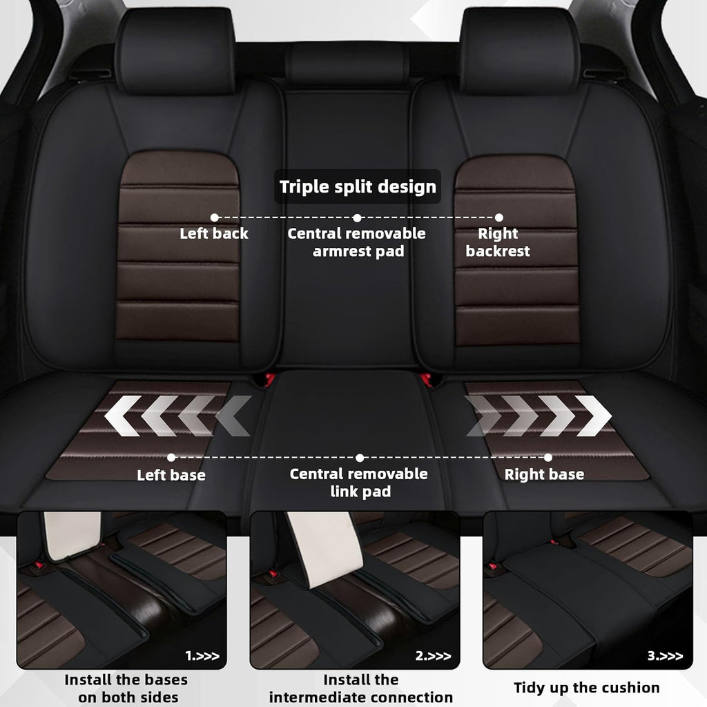 Car Seat Cover Fit for GMC Acadia 2007-2025,Compatible Airbag Non-Slip Waterproof Seat Cover,Car Seat Protector Premium Interior (Standard 5 Seats,Black Coffee)
