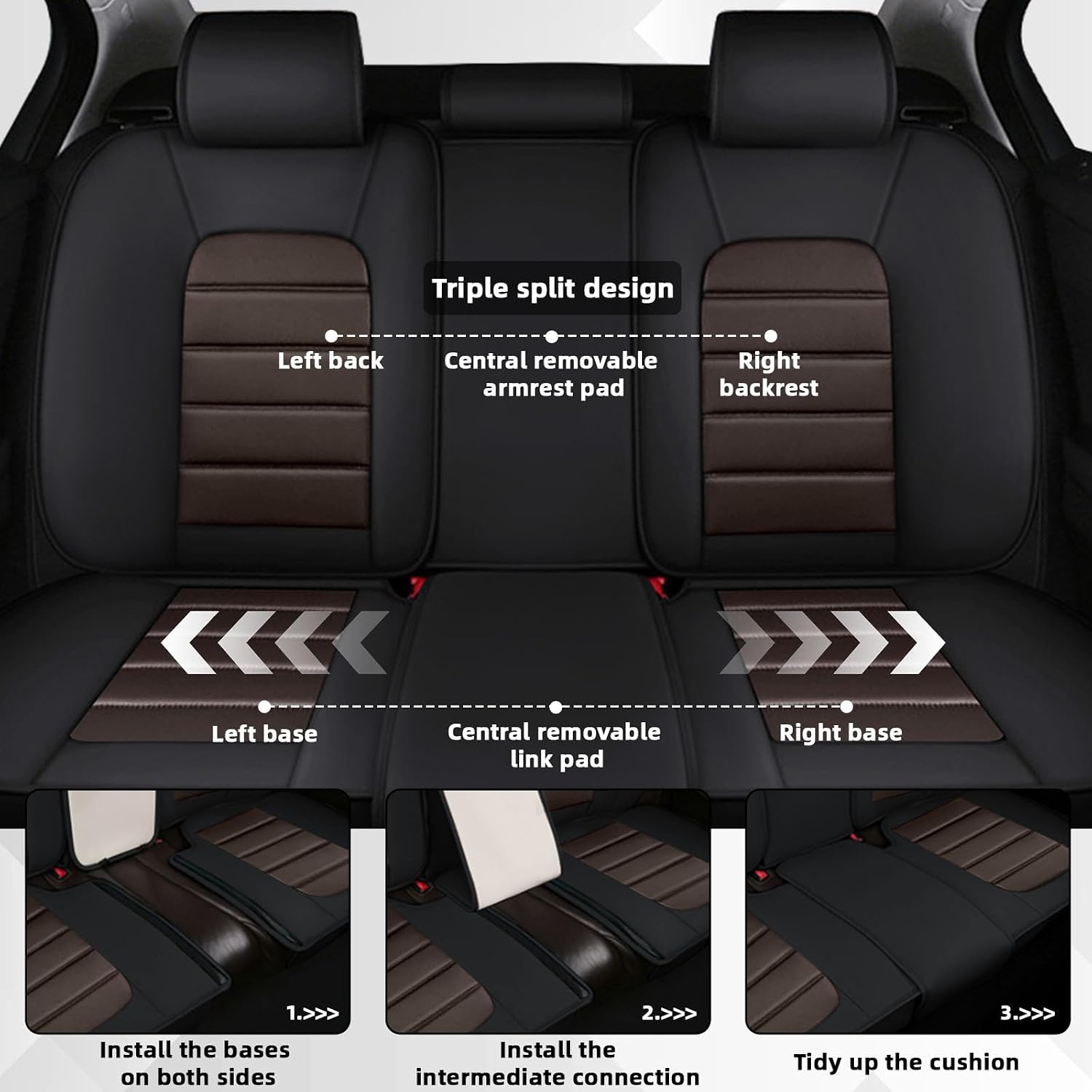 Car Seat Cover Fit for GMC Acadia 2007-2025,Compatible Airbag Non-Slip Waterproof Seat Cover,Car Seat Protector Premium Interior (Standard 5 Seats,Black Coffee)