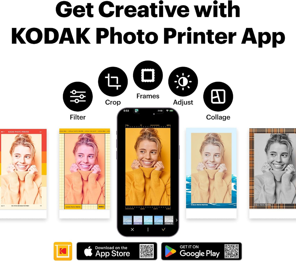 KODAK Mini Shot 2 Retro 2x3' Instant Digital Camera & Photo Printer, 8 Sheets, 2-in-1 Portable Print Camera, Bluetooth Smartphone Printer for iOS & Android, 4PASS Dye Sublimation, Yellow