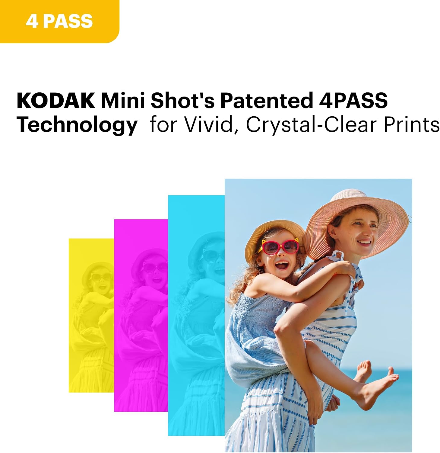 KODAK Mini Shot 2 ERA 2x3' Instant Digital Camera & Photo Printer, 38 Sheets, 2-in-1 Portable Print Camera, Bluetooth Smartphone Printer for iPhone & Android, 4PASS Dye Sublimation, Yellow