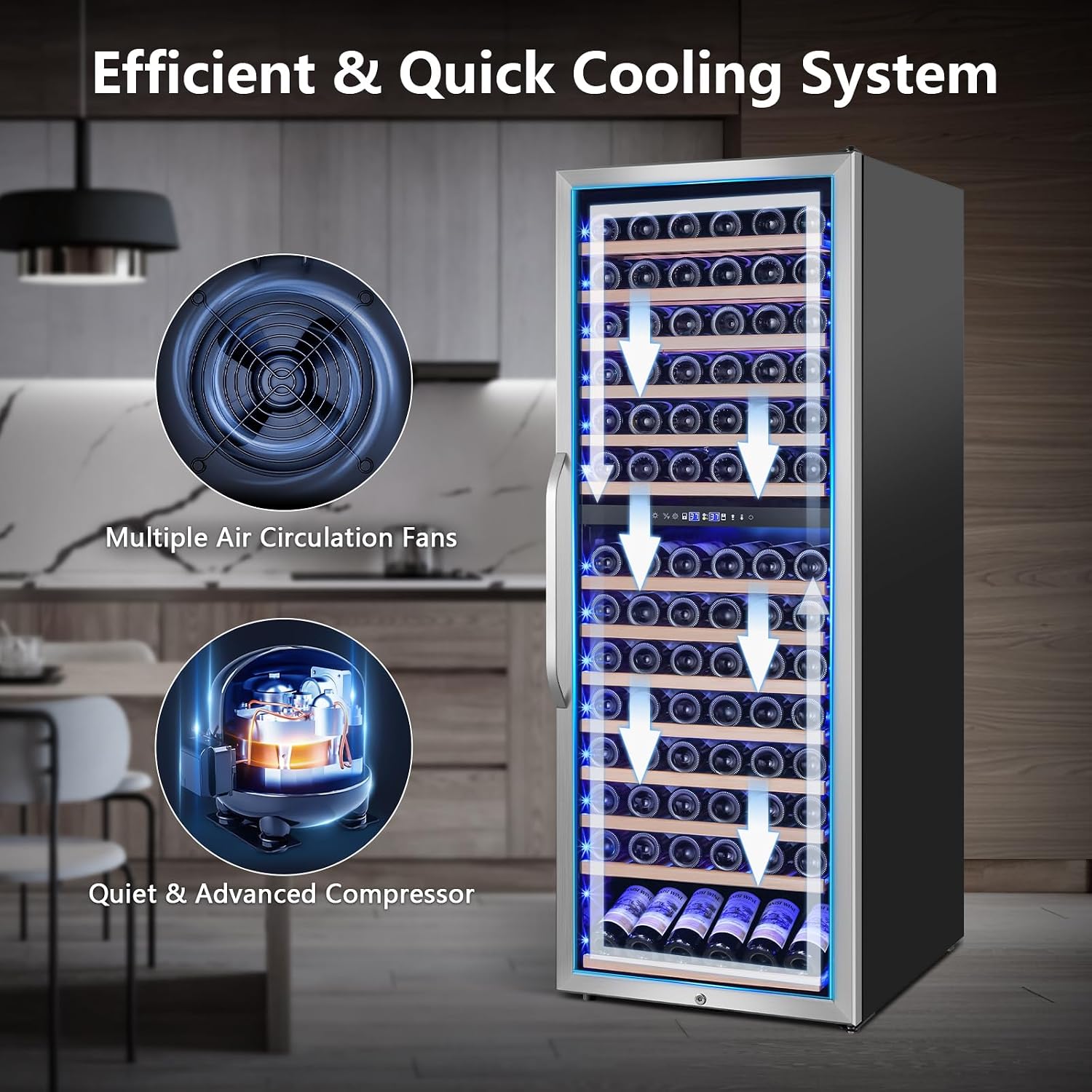 Velivi 24' Wide Dual-Zone Wine Fridge 154-Bottles, Tall Freestanding/Built-in Wine Cooler Refeigerator, Large Capacity Dual Zone Wine Cellar For Wine Collection, Low Noise and Fast Cooling