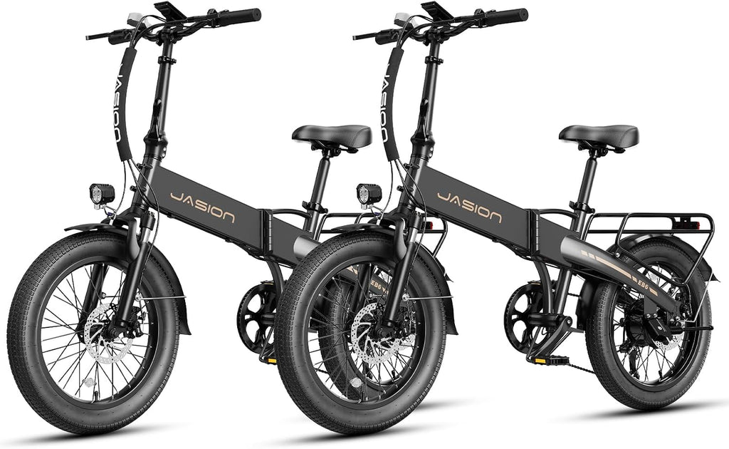 Jasion EBS Folding Electric Bike for Adults, Compact Portable 20' Fat Tire Ebike with 1200W Peak Motor, 48V Removable Battery, 25 MPH 50 Miles Aluminum Frame E-Bike Suitable for Trunk, RV, Apartment