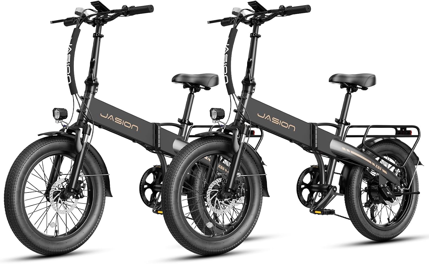 Jasion EBS Folding Electric Bike for Adults, Compact Portable 20' Fat Tire Ebike with 1200W Peak Motor, 48V Removable Battery, 25 MPH 50 Miles Aluminum Frame E-Bike Suitable for Trunk, RV, Apartment