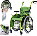 Pediatric Wheelchair for Kids & Children, Lightweight Aluminum Wheelchairs w/Safety Belt, Comfort and Mobility for Disabled Teens, Manual Folding Wheelchair w/Swing-Away Footrest, 14' W Seat