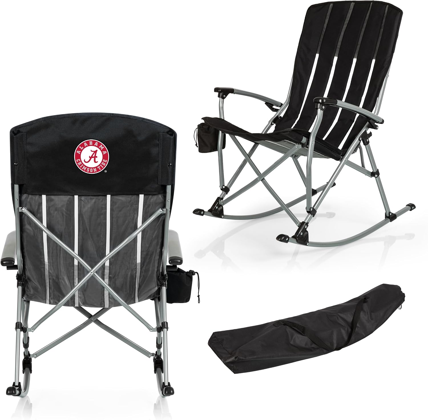 Picnic TIME NCAA Unisex-Adult NCAA Outdoor Rocking Camp Chair, XL Heavy Duty Camping Chair for Adults