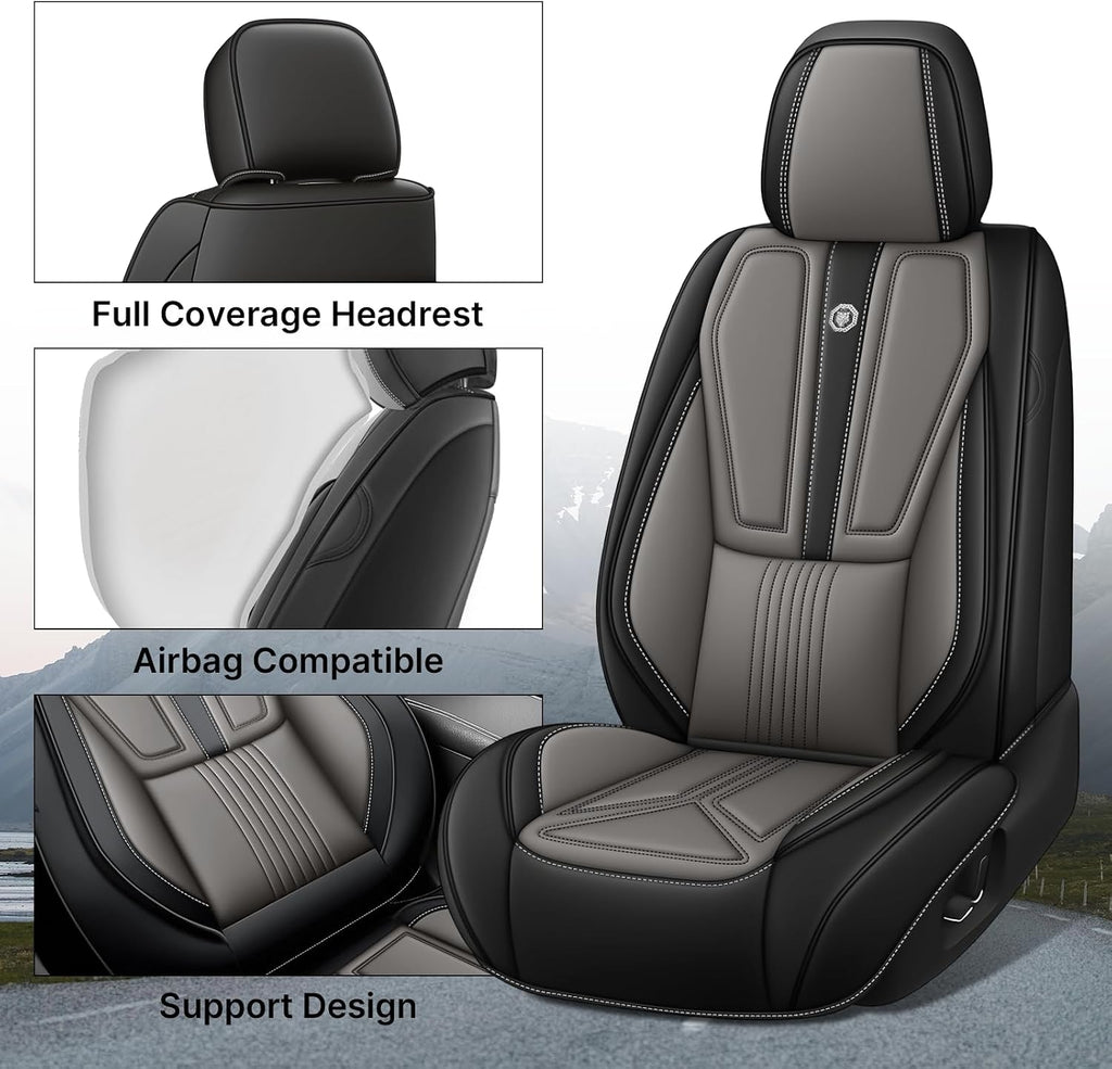 Car Seat Covers Front Set for Hyundai Santa Cruz 2022-2025,Leather Seat Cover for Car,Waterproof Seat Protector Vehicle Seat Cushions Automotive Seat Protector(2 seat,Black&Gray)