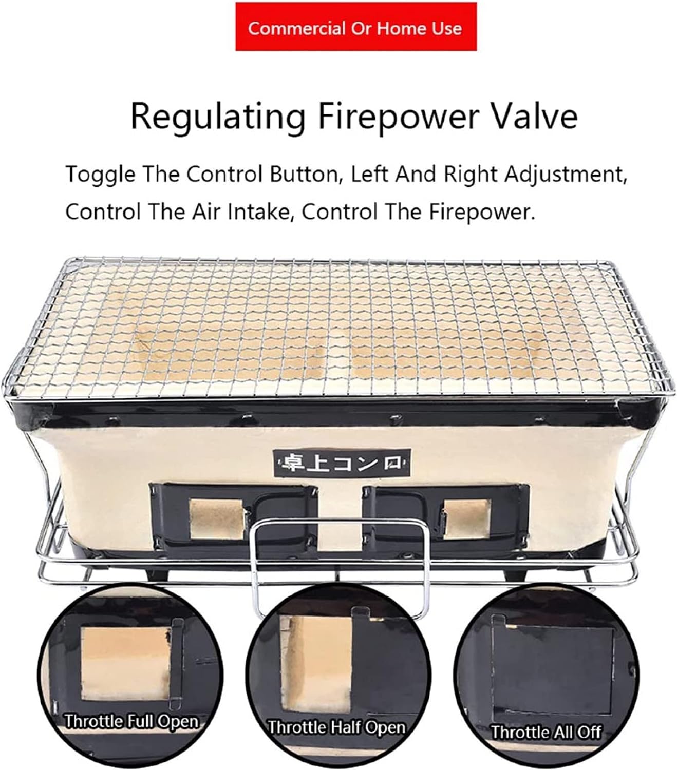 Japanese Ceramic Tabletop Grill, Rectangular BBQ Hibachi Charcoal Grill Table Yakatori Charcoal Cooker for Indoor Outdoor Stove