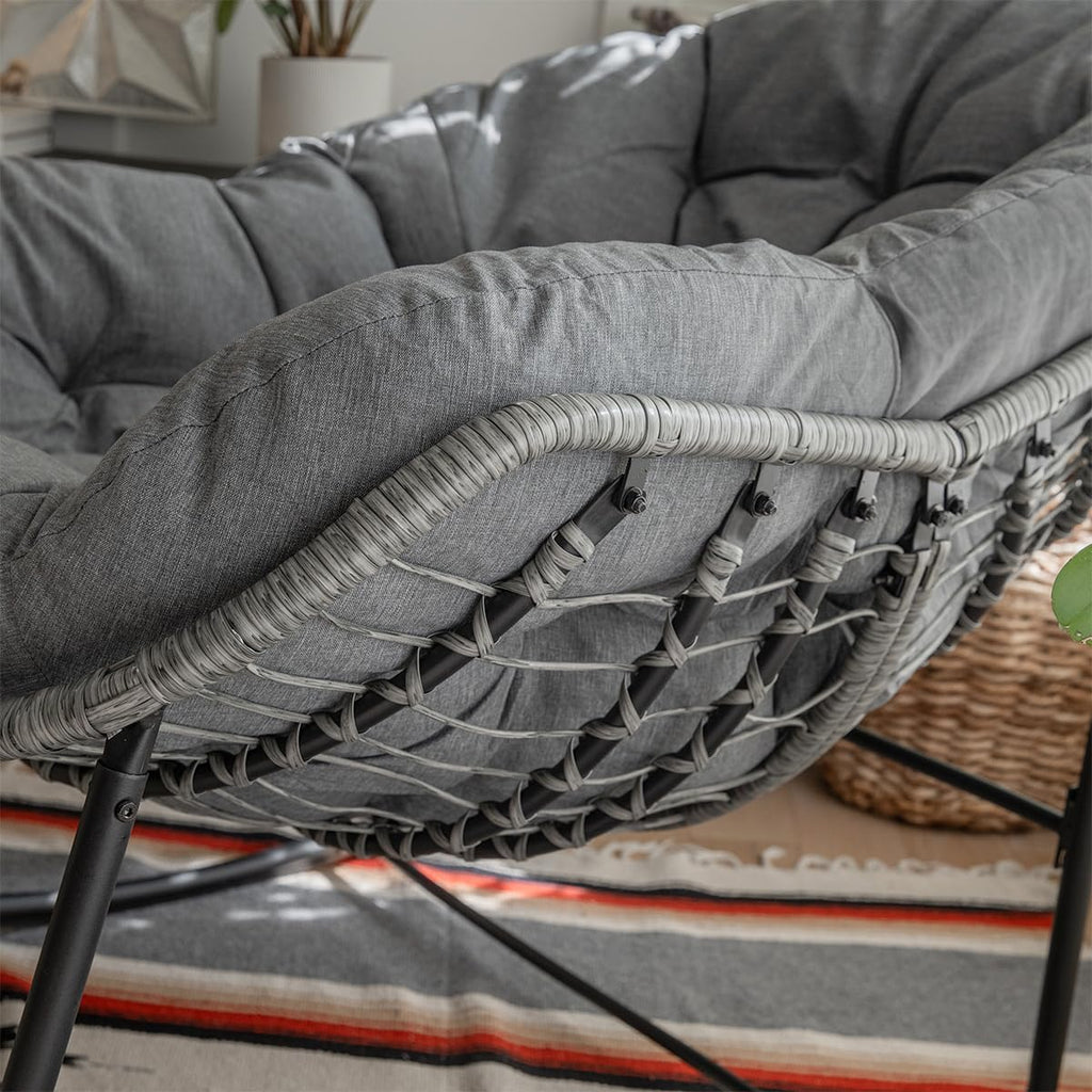 Barton Rocking Chair Outdoor Papasan Rocking Chair with Cushion Outdoor/Indoor Rocker Chair Patio Porch Garden Backyard, Grey