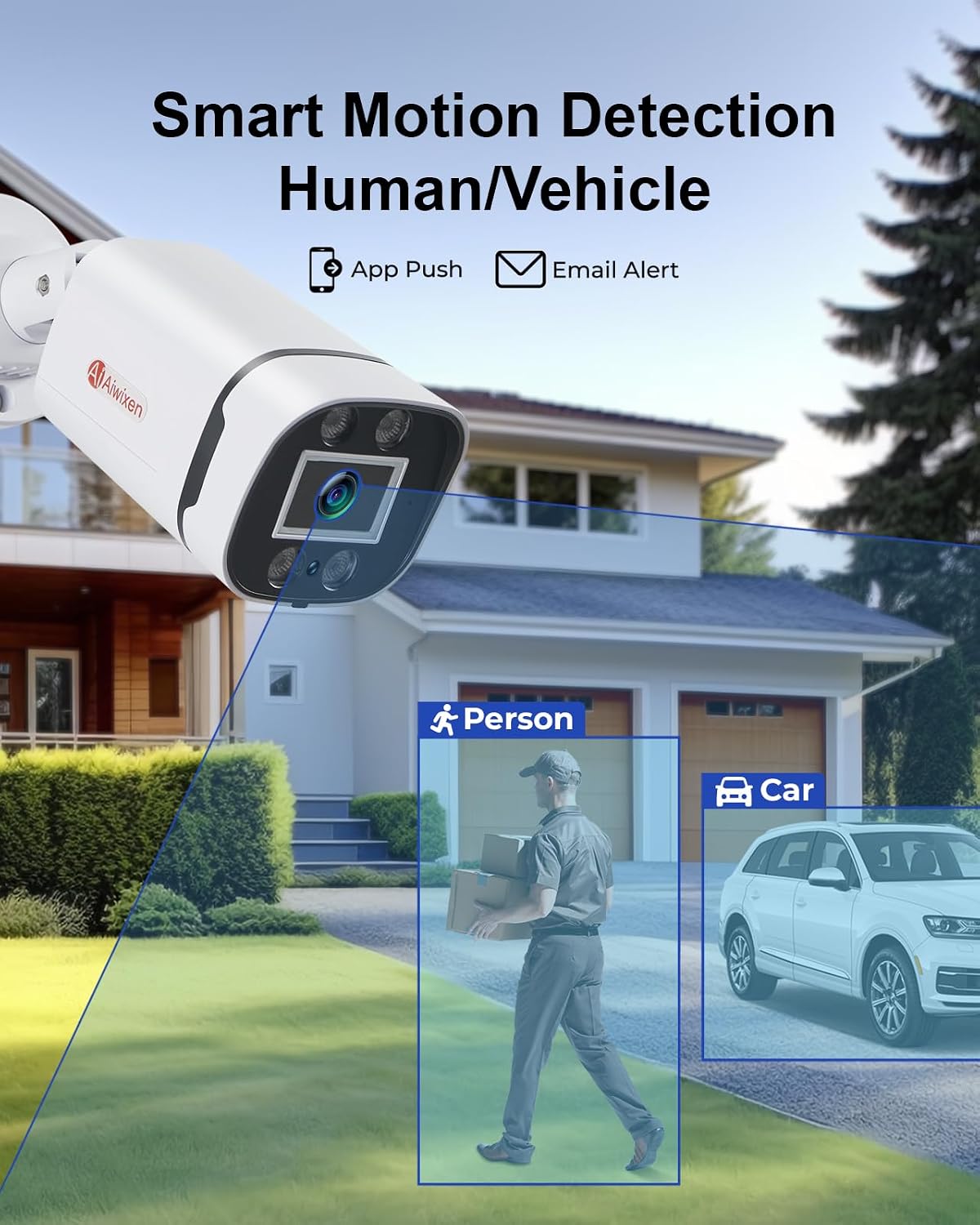 8CH H.265+ 3K Lite Wired CCTV Security Camera System with Human Vehicle Detection, 4X IP68 5MP Surveillance Camera for Indoor Outdoor, 1TB Hard Drive for 24-7 Recording, Remote Access