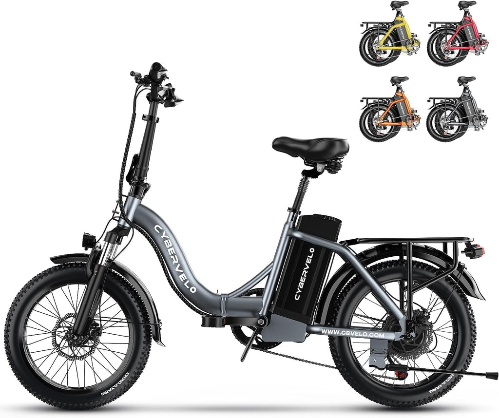 Cybervelo 1000W Folding Electric Bike,48V 20.8AH Removable Battery EBike,30+MPH,80 Miles Max Range Electric Bike for Adults, 20' Fat Tire Foldable ebike, Adult Electric Bikes for Commute All Terrain