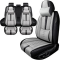 Car Seat Covers for Grand Cherokee L,for Jeep Grand Cherokee L 2021-2024,Leather Full Set Seat Covers,Airbag-Compatible Car Seat Protectors,Waterproof Seat Cover for Cars(Black+Gray,5PCS/With Pillows)