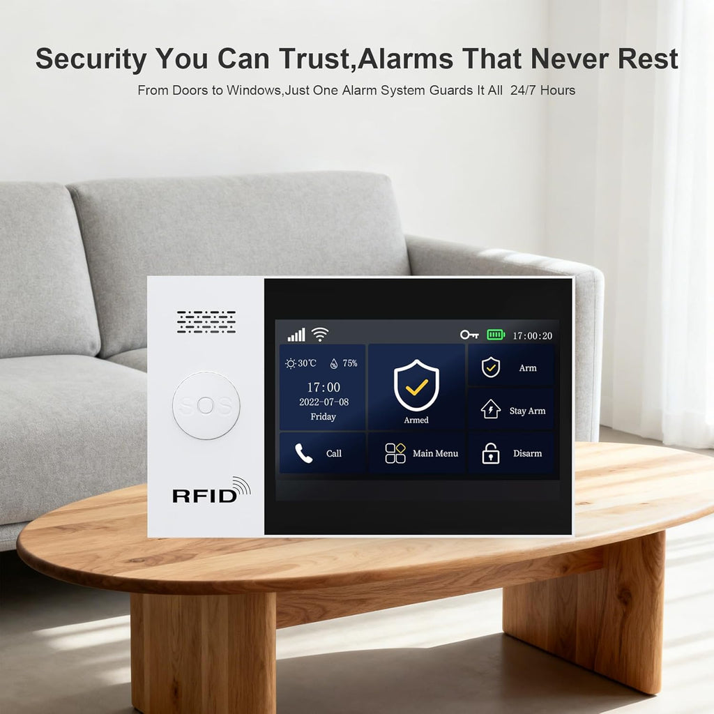 PGST Wireless Home Alarm System with HD Security Camera,DIY Expandable Door Alarm Sensors,4G GSM/Tuya App Instant Alerts,Compatible with Alexa for Apartment,No Monthly Fee