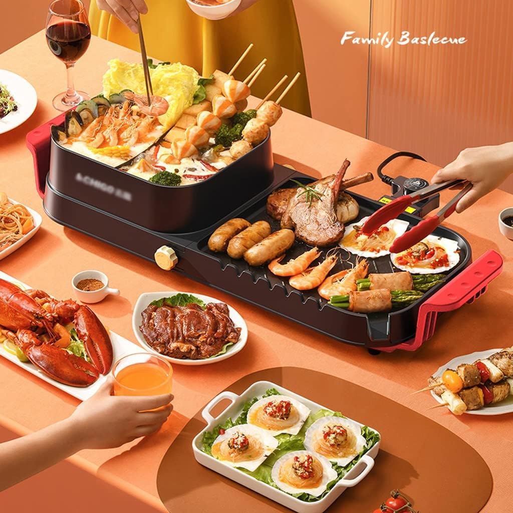 YYDS Hot Pot Visible Lid Roast Shabu Pot Electric Grill Pan Smokeless Non-Sticky Multi-Function Hot Pot Barbecue Grill Electric Grill (Color : Mandarin Duck Pot)