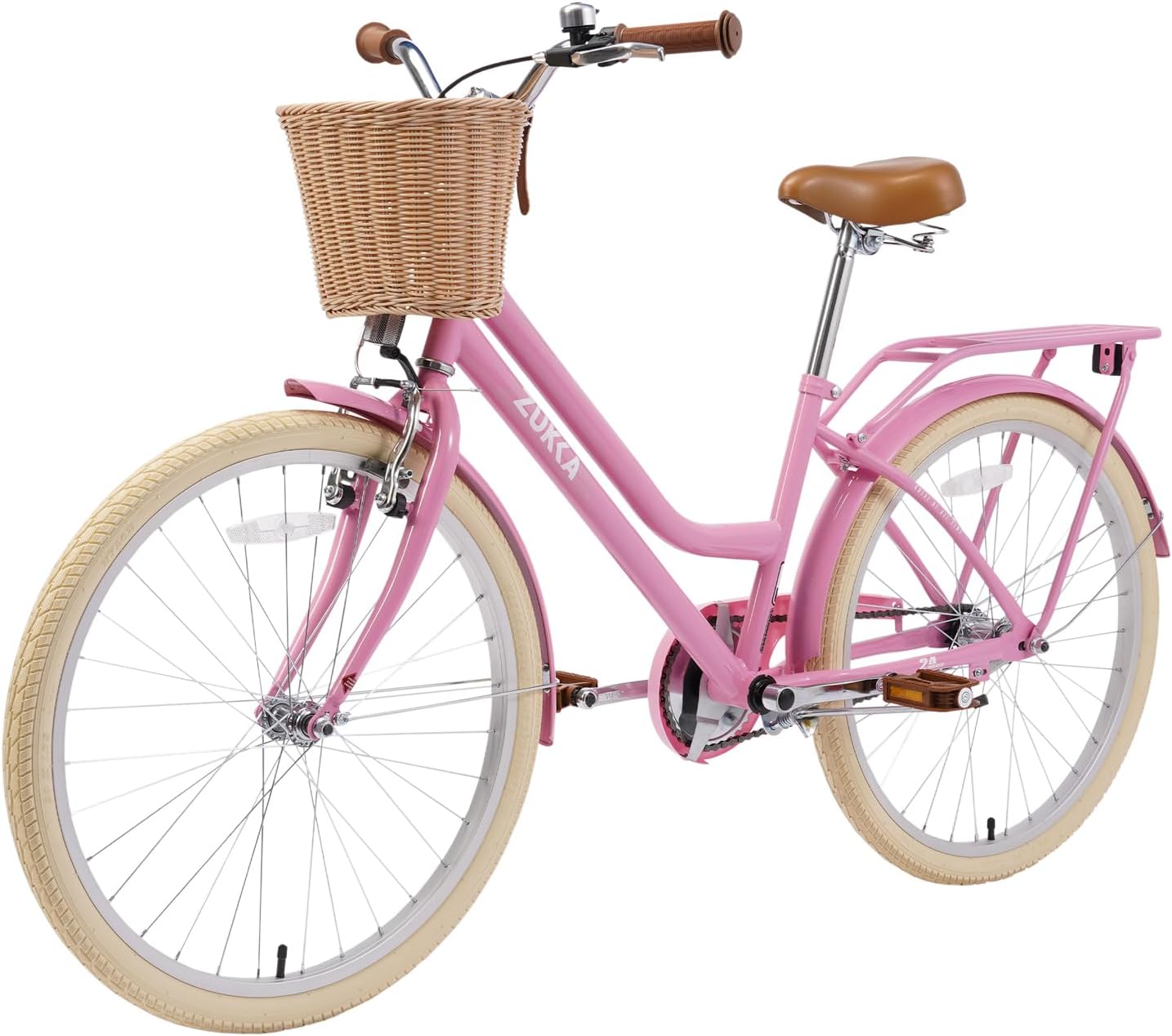 24 Inch Girls Bike ，Girls Bike with Basket for 10+ Years Old Kids，No Training Wheels Included ，Single Speed,Multiple Colors