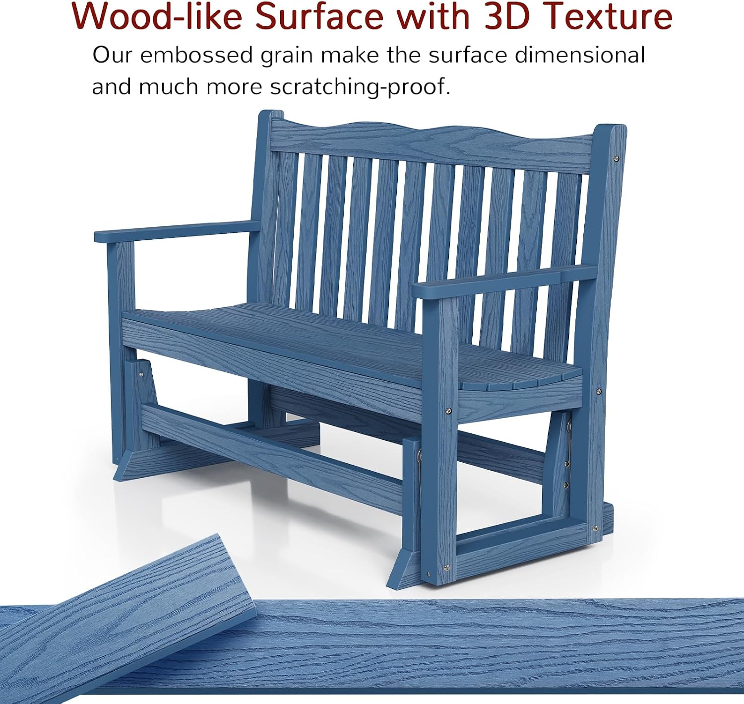 Stoog Outdoor Gliders Set of 2, All-Weather HIPS Glider Bench for Porch, Never Fade or Rot, Blue