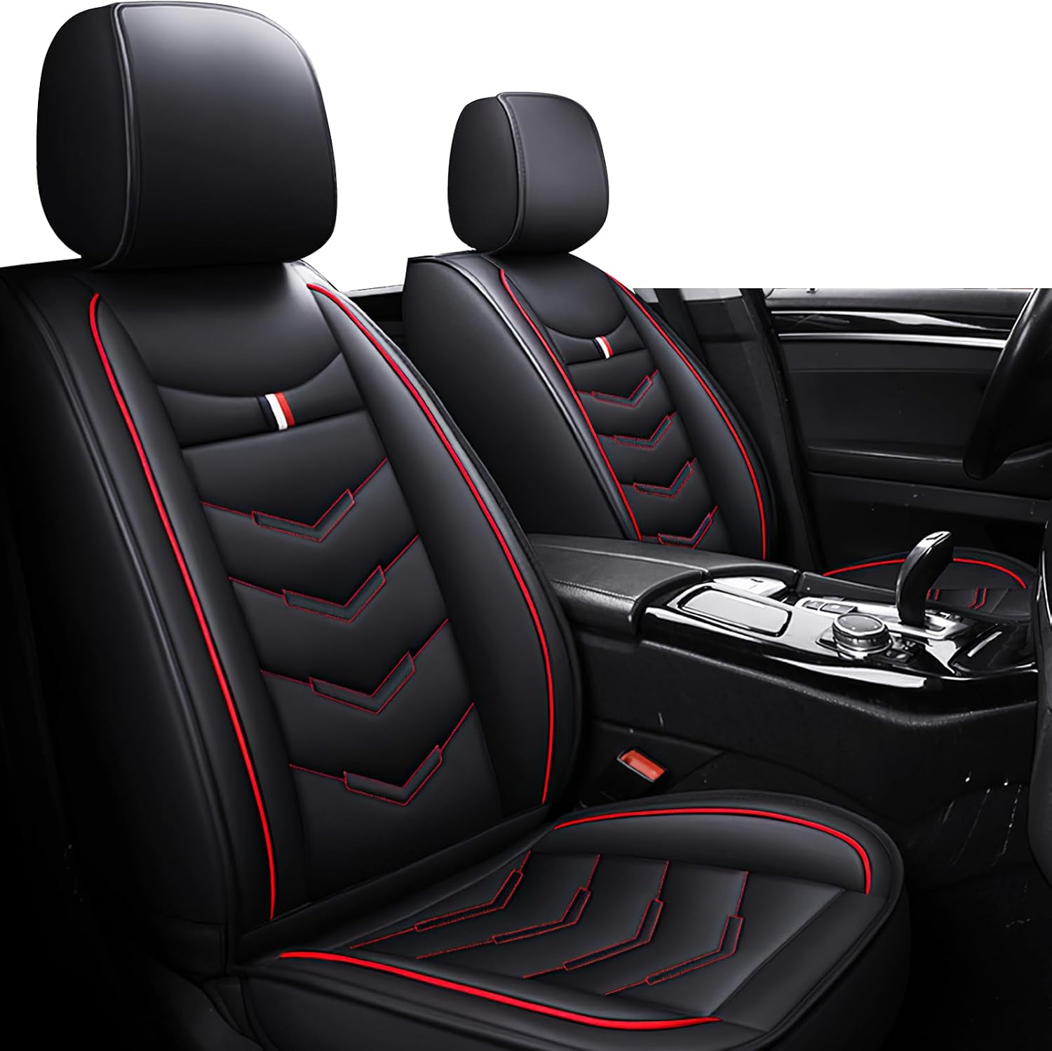 Car Seat Covers Fit for Subaru BRZ 2013-2025, Leather Seat Covers for Car, Waterproof Non-Slip Durable Car Seat Protector(2 Seats,Black Red)